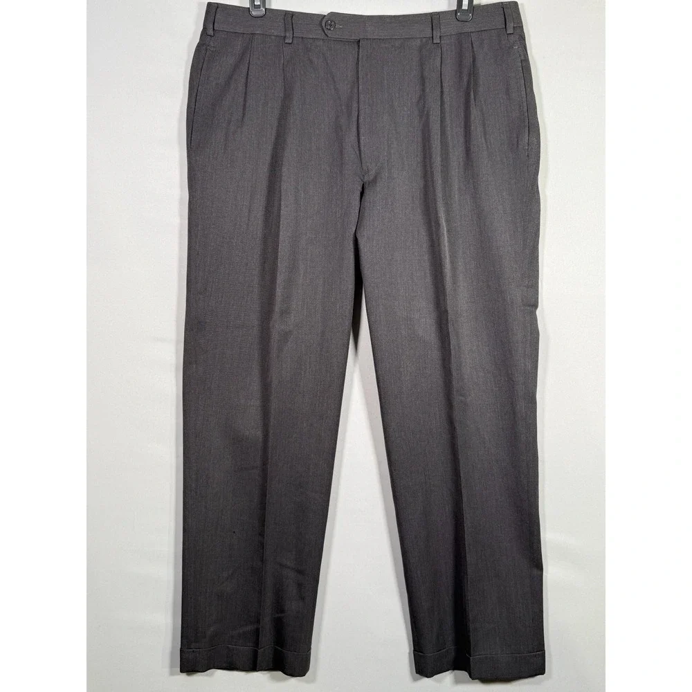 Brooks‎ Brothers 36x27 Gray 100% Wool Madison Flat Front Men's Pants Dressy Soft